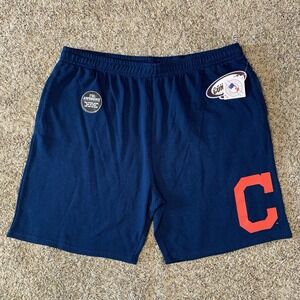 NWT Cleveland Indians Sweat Shorts Mens 2XL Blue MLB Official Baseball Logo